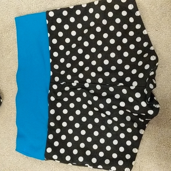 Vintage Swimsuit Two-Piece High-Waisted Black Blue Polkadot - Picture 5 of 6